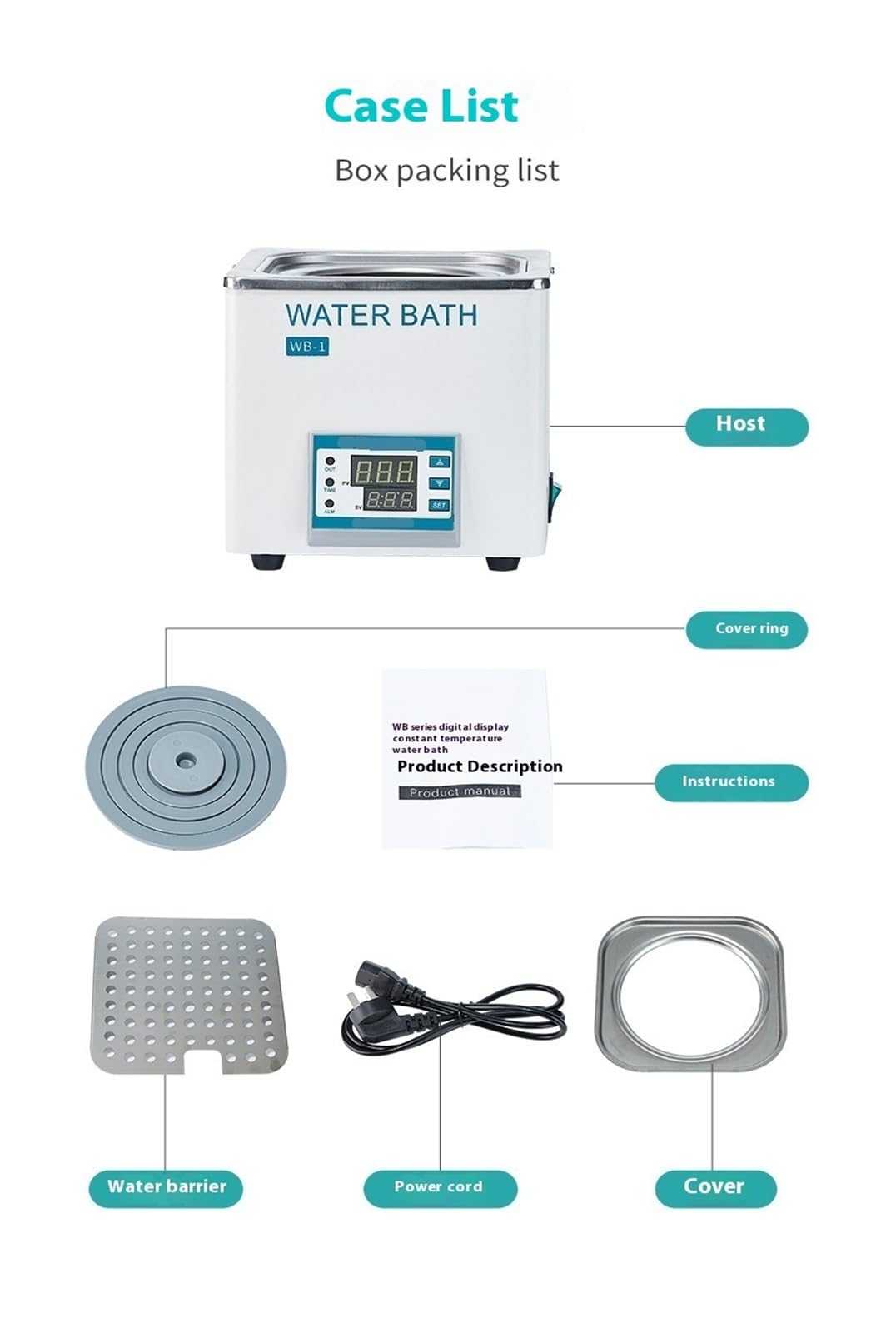 Baño María de laboratorio, Baño de agua de temperatura constante con pantalla digital eléctrica de laboratorio, baño de agua de acero inoxidable de un solo orificio, calentamiento estable
