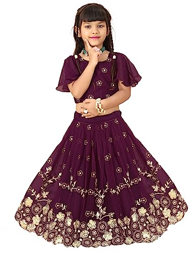 Image of Georgette Embroidered traditional Readymade Lehenga Choli For Kids Grils
