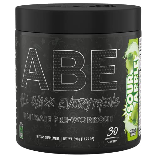 Abe Pre Workout Powder - All Black Everything Pre Workout Energy Drink With Citrulline Malate & Beta Alanine | For Pump, Energy, Performance (30 Servings) (Sour Apple) #TOP22