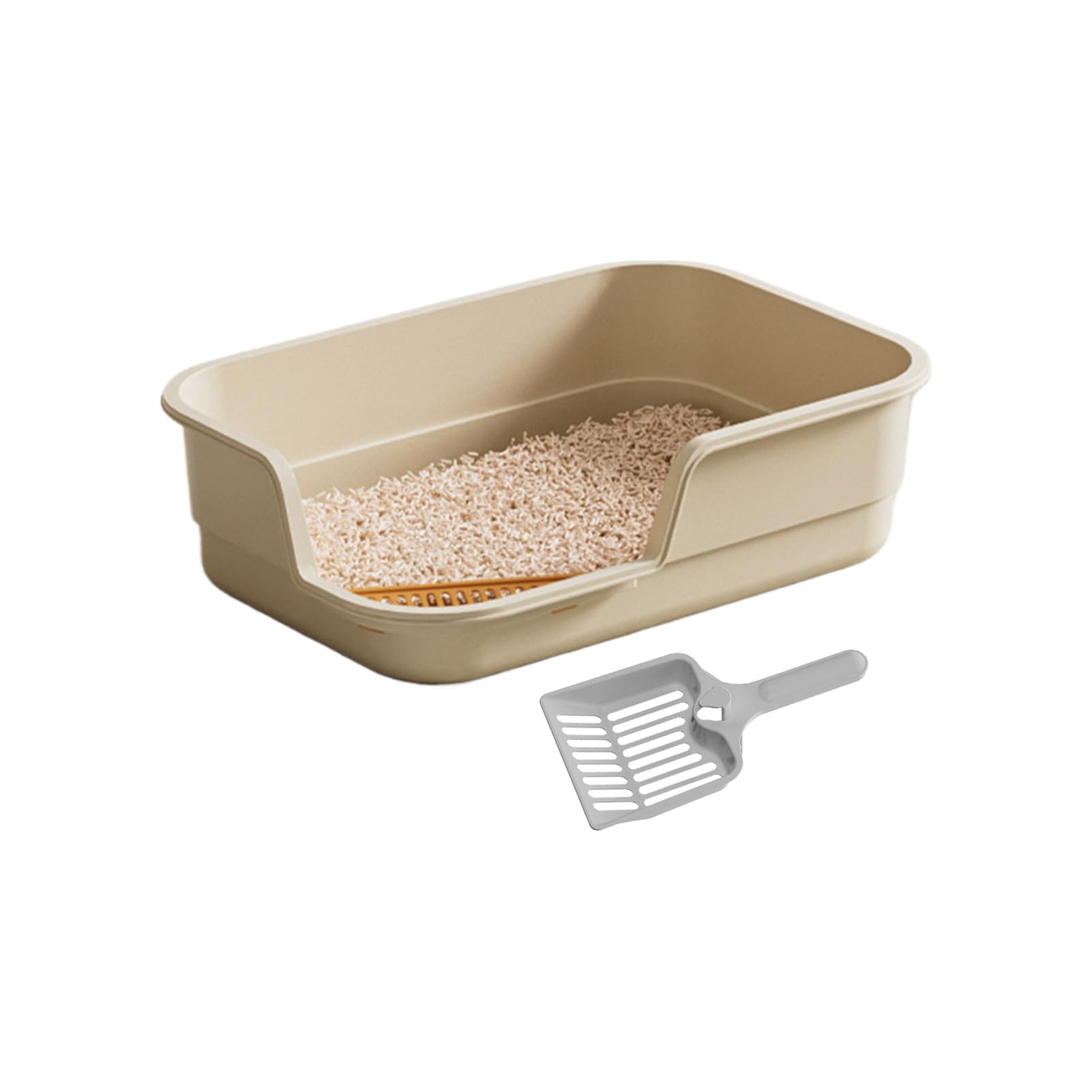 Large Cat Litter Tray, Partially Closed High Sides with Shovel, High-Walled Cat Litter Tray for Cats, for Seniors, Pets and Kittens for Indoor, Home, Office, Dorm, Apartment, Hotel, Farmers