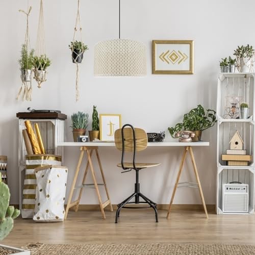 Image of OSALADI 1Pc Beige Imitation Rattan Woven Lampshade for E27 Desk Lamp Modern Lampshade- Stylish and Versatile Lamp Shade for Home Decor