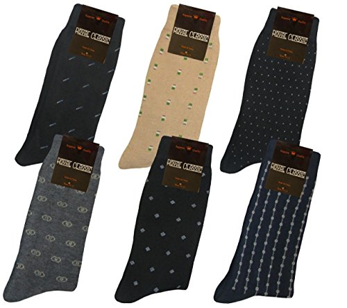 MENS PATTERN DRESS FORMAL SOCKS COTTON BLEND 6 PAIRS SOCKS SIZE 10-13 (3