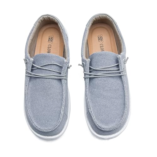 Image of Men's Canvas Loafers, Slip On Casual Shoes | Hands Free, Lightweight, Comfortable, Breathable Upper, Walking Shoes, Stretch, Travel, Vacation, Everyday Wear