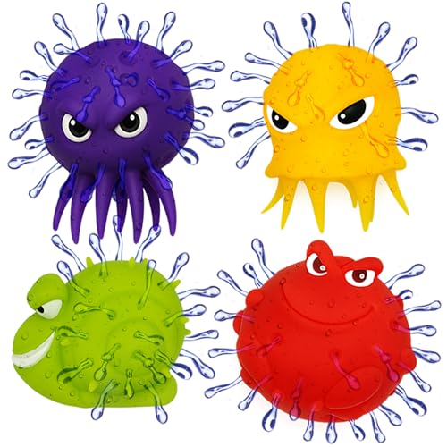 4E's Novelty Sea Animal Octopus Water Balls 4 Pack - Pool Toys Outdoor Activity Game Bath Tub Sensory Octopus Absorbent Water Splash Balls Bomb, Swimming Pool Floating Swim Toys