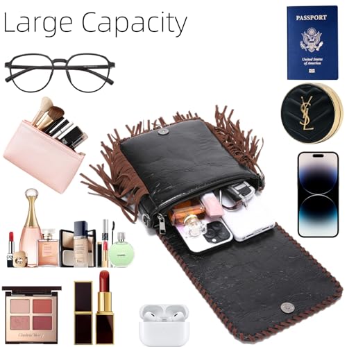 Crossbody Bag for Women PU & Woven Western Fringe Purse Waterproof Tassels Crossbody Purse Bag3