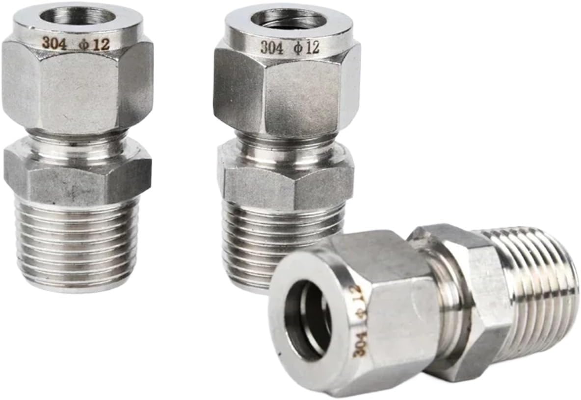 3/4" NPT BSPT Male x 3-25mm 1/8-1" OD 304 Stianless Steel Pipe Fitting Compression Tube Union Connector(NPT,10MM_3/4")