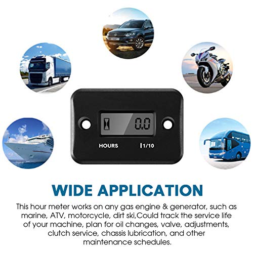 4 Pieces Hour Meters For Small Engines Inductive Digital Engine Meter Automatically Shutdown Tachometers Small Hour Tachometers For Motorcycle Lawn Mower Generator Chainsaws (Black) #TOP4