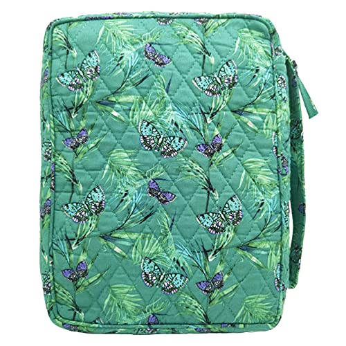 Image of DIWI Quilted Bible Cover Extra Large Sizes 11.25 X 8.25 X 2.75 Inches Good Book Case (XL, C1 Butterfly Green)
