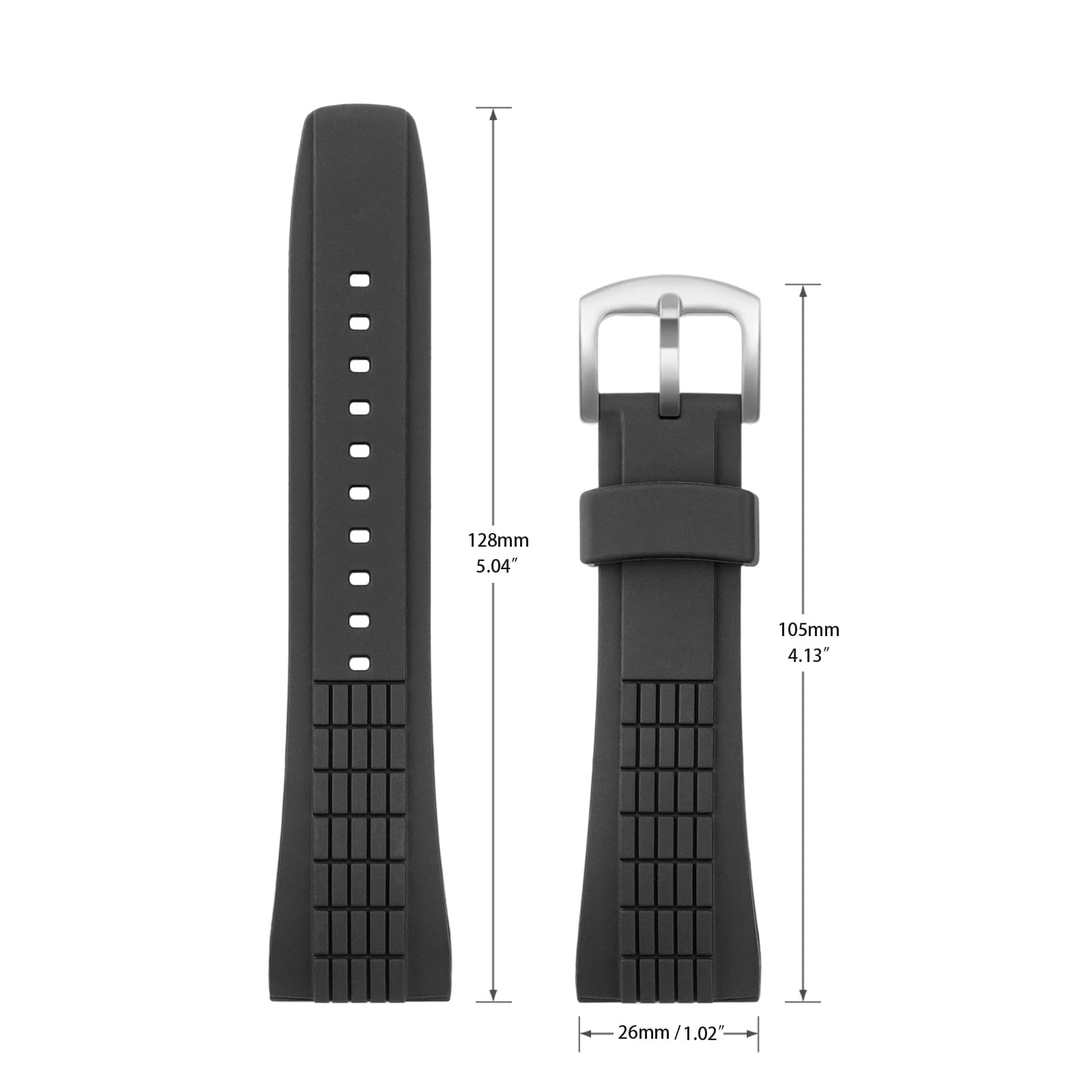 Correa de repuesto compatible con Seiko Watch de 26 mm, goma de silicona suave para Velatura Series SRH006 SPC007, color negro