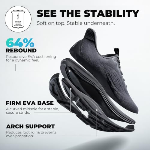 ALLSWIFIT Men's Slip On Wide Toe Box Road Running Shoes,All Black,11 - image 4