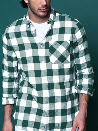 Image of THE BEAR HOUSE Men's's Checkered Flannel Shirt | Green | TBH-Intel-GR