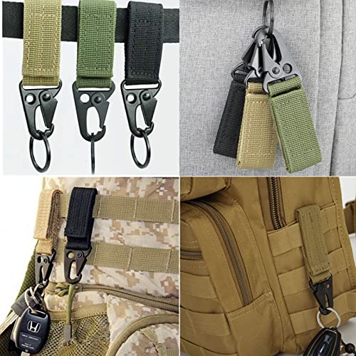 Luoqiufa 3-Piece Tactical Nylon Webbing Buckle Carabiner Molle Belt Clip Key Buckle, Suitable For Outdoor Sports(Black) #TOP3