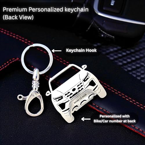 Image of Premium Stainless Steel Car Keychain | Personalized Custom Name Keyring | Stylish Car Shape Metal Key Holder made for Toyota Fortuner, Legender, Innova Crysta, Hycross, urban cruiser hyryder