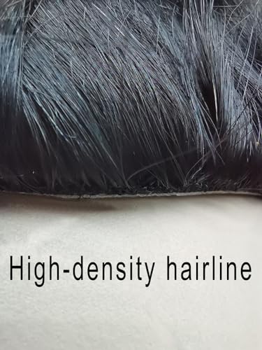 YANAHAIR Toupee for Men men hair pieces Mono Toupee Human Hair Replacement System 100% European Real Human Hair Men Lace Hair System Fine Mono Lace with PU Around (#1B Off Black - Image 4