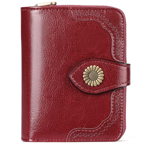 SENDEFN Small Womens Wallet Leather RFID Blocking with Multiple Card Slots and Zipper Coin Pocket