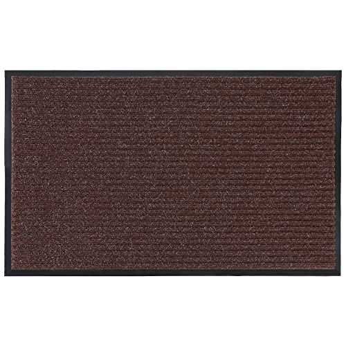 KURASHI 玄関マット 屋外 室内 滑り止め 業務用 無地 マット シンプル 泥落とし 吸水 (ブラウン, 50×80cm)
