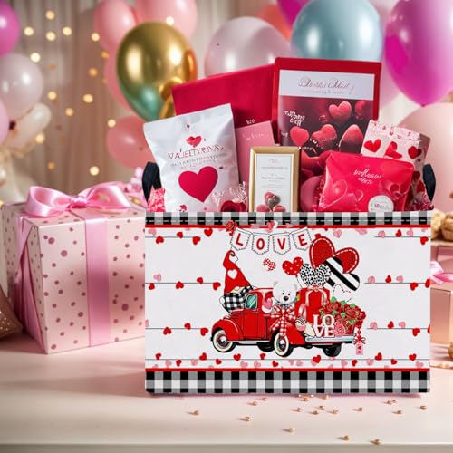 Image of Cute Heart Valentine's Day Basket Gifts Empty Storage Basket for Kid and Baby Room Decor (Red Truck Love)