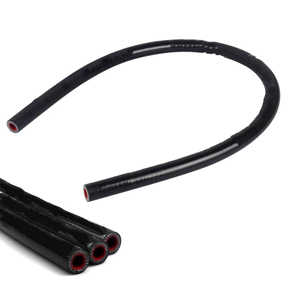 Prise d'air Tuyau Droit Silicone Noir ID 12mm/14mm/16mm/19mm Liquide Refroidissement Intercooler Tube Turbo Tuyau D'admission Tuyau d'eau 4 Plis Tuyau D'admission Automobile(RS100-Black-ID-16mm)