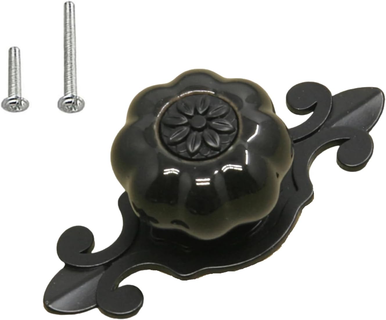 10 Pack Pumpkin Ceramic Cabinet Knobs Handles Pulls with Backplate for Kitchen Cabinets Cupboard Bathroom Dresser Wardrobe Drawer Closet Decoration,2 Type Mount Screws