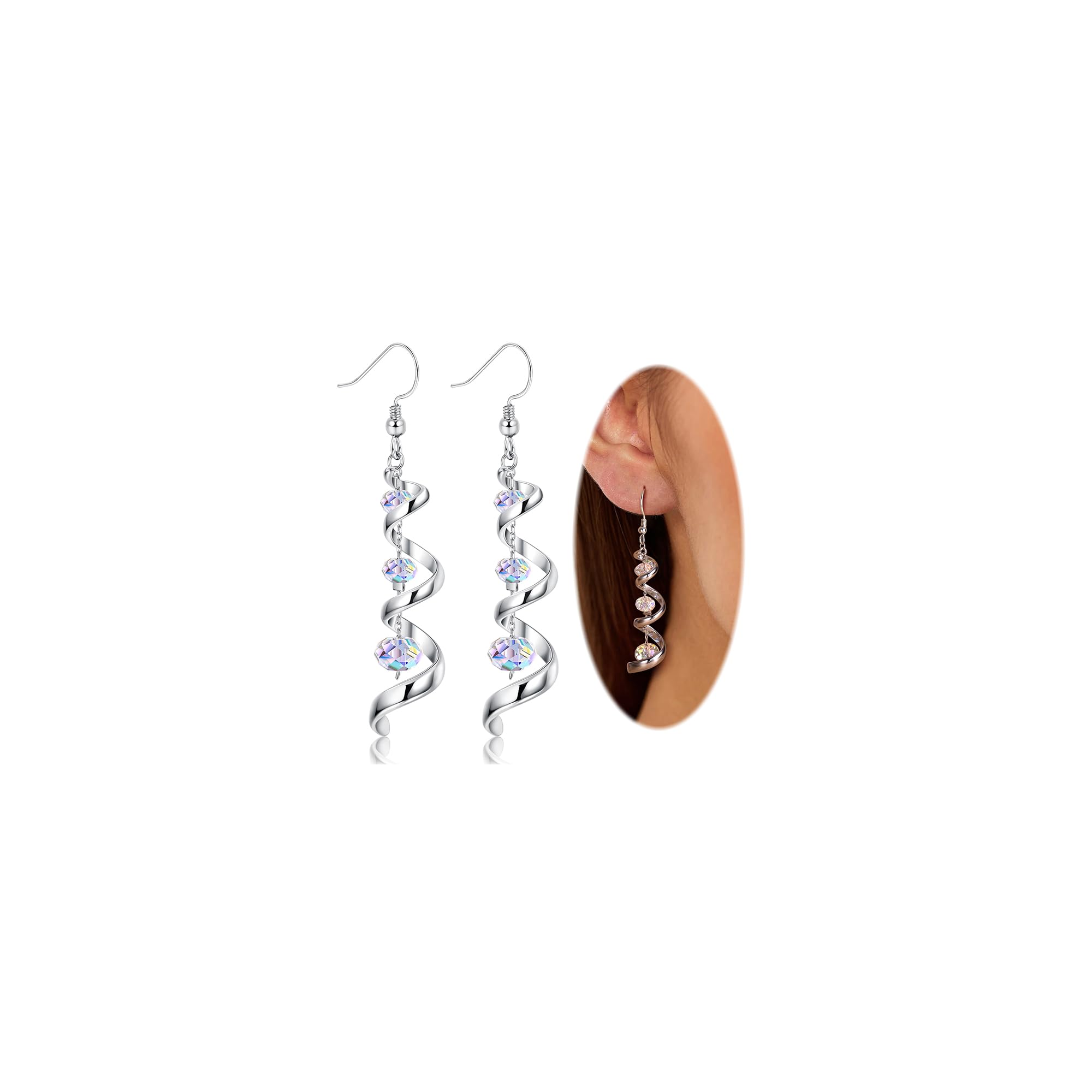 YADOCA Pendientes de Plata para Mujer, Pendientes Colgantes de Plata de Ley 925 Pendientes Largos Colgantes de Cristal Joyas Regalos para Ella