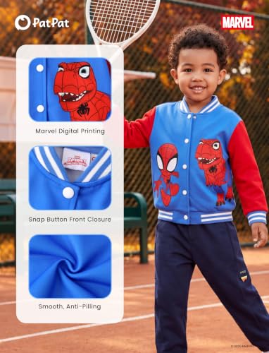 Image of Disney Marvel Bomber Jacket Spider Man Toy Story Cars Varsity Cardigan2-13Y | Officially Licensed Snap Button Coat,Fall Star Wars Graphic Cloth Top,Hulk Venom Stitch Mickey Lightning Mcqueen Kids Apparel