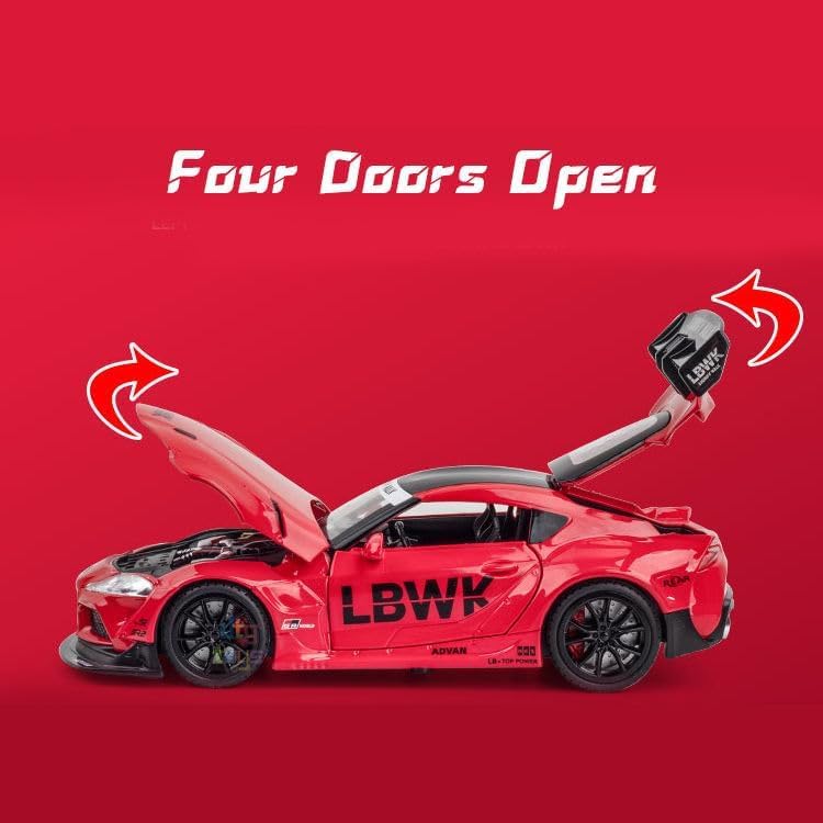 Image of 1:24 for Toyota Supra Lbwk Racing Car Toy Alloy Car Diecasts & Toy Vehicles Car Model Sound and Light Model Toys for Children (1:24 Supra Lbwk-Red)