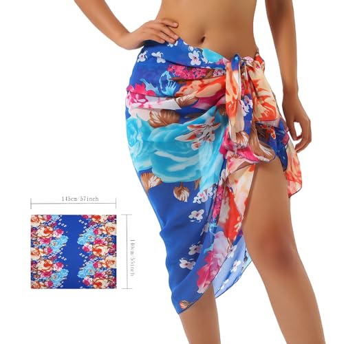 Womens Beach Sarongs Chiffon Printed Cover Ups Pareo Sheer Bikini Swimsuit Wraps for Swimwear4