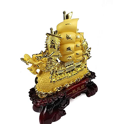 Estatua de Barco a Vela Feng Shui Dorada miniatura 6