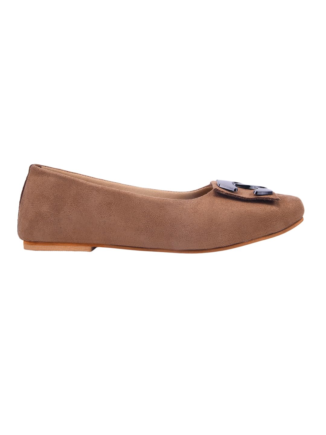 stylestry Women's Suede Ballet Flats with Decorative Buckle - Slip-On Casual Bellies-picture-38