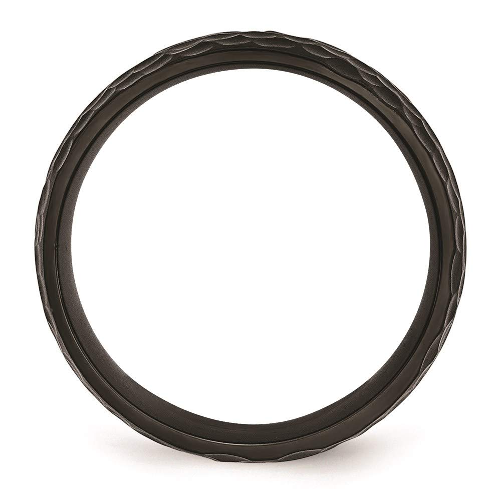 Chisel Stainless Steel Black IP-Plated Hammered 8mm Band