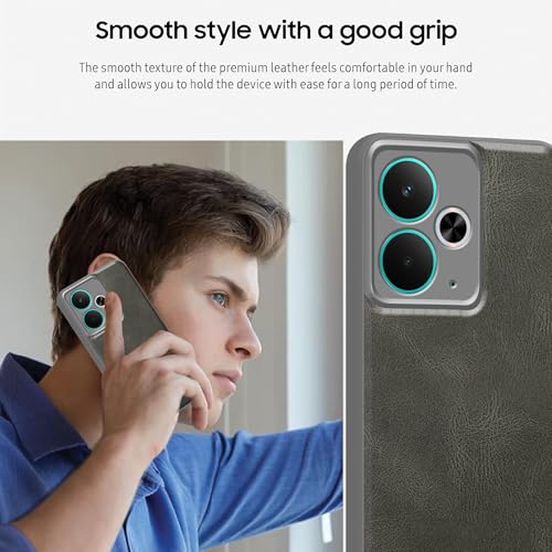 Image of amazon basics Back Cover for Realme 14T 5G | Ultra Slim Soft Rubberised Case | Oil Feel Soft Leather Back | Camera Protection - Gray