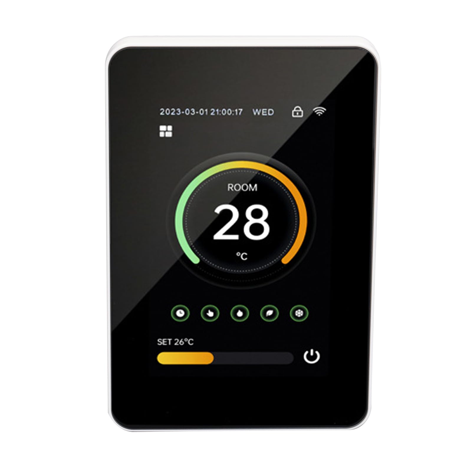 FTVOGUE Inteligentny Termostat WiFi Cyfrowy Ekran Dotykowy Termostat Ogrzewania Podłogowego 100 do 250VAC 3A Sterowanie aplikacją Pionowy Ekran od 41 do 158 Fahrenheita Ogrzewania Wody w Domu (3A)