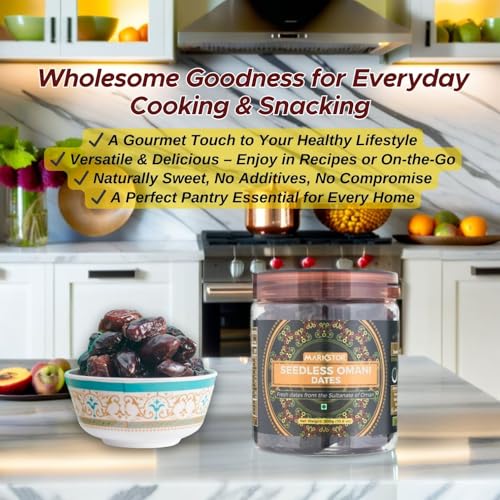 Image of MARKSTOR Seedless Omani Dates (Khajoor /Khajur) -300 Grams - Premium Selection - No Cholesterol No Added Sugar Dates Dry Fruits, fresh