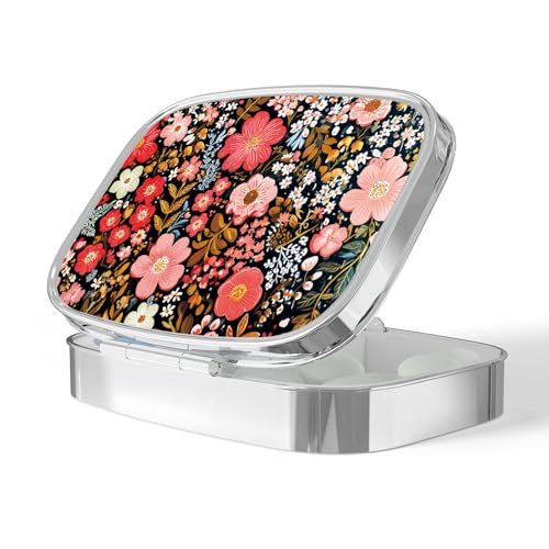 Image of Pill Box-2 Compartment Small Pill Case Portable for Pocket & Purse Single Pill Carrier Pill Container to Hold Vitamins Medication Fish Oil and Supplements BPA-Free
