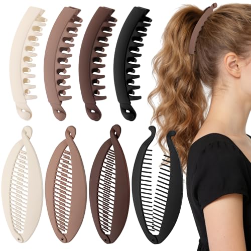 ProSuites 8PCS Banana Hair Clips for Women 2 Styles Cute and Stylish French Hair Claw Clips Ponytail Holder Hair Accessories for Thin/Thick Hair All Day Hold