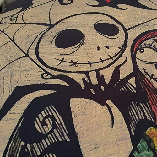 Skull Duvet Cover Set Nightmare Before Christmas Printed Duvet Cover with 2 Pillow Cases Soft Microfiber Quilt Cover Bedding Set King Size 220X230cm