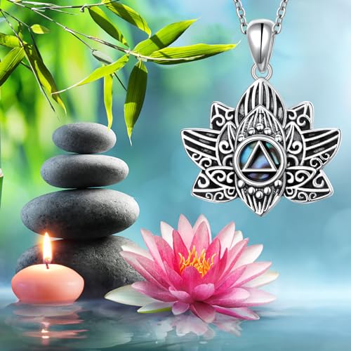 Collier AA en argent 925 pendentif de sobriété fleur de lotus - 6