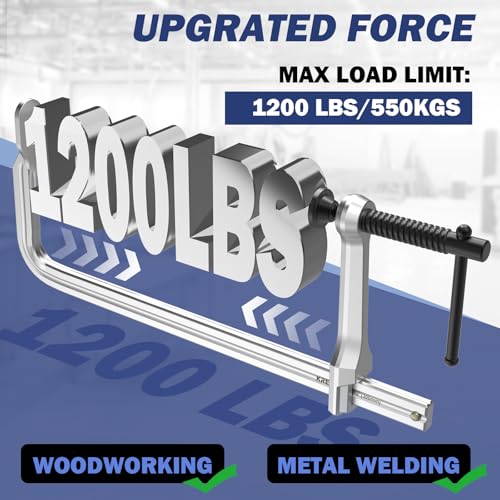 12 Inch Heavy-duty Bar Clamps (1200 lbs), 4-Pack, 4-3/4" Throat, Thickened F Clamps for Welding, Metalworking and Woodworking