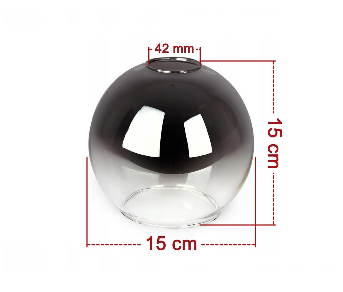 Ersatzglas Kugel Glas - Rund Lampenschirm Halbtransparent Ø 15 cm Ersatzschirm für E27 Fassung Öffnung 42mm (N840)
