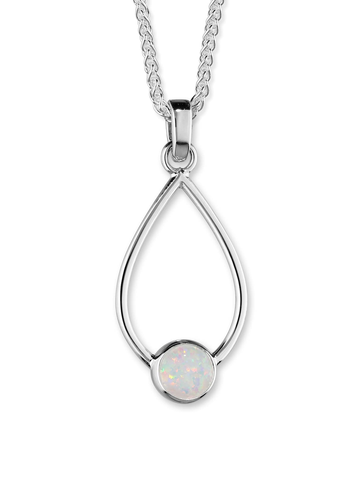 ORTAK 925 Sterling Silver Handmade Pendant Necklace Synthetic White Opal Libra Zodiac October Birthstone Oval Design Scottish Fine Jewellery Made In Scotland