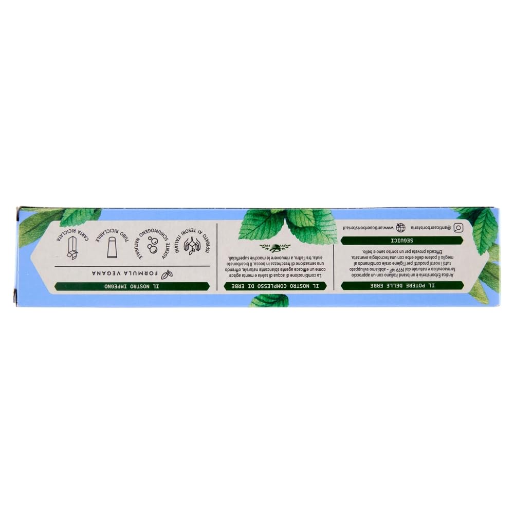 Dentifricio Sbiancante Antica Erboristeria - Pasta de dientes para blanquear con salvia y menta, 75 ml + llavero Beni Culinari gratuito (12 unidades)