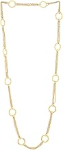 Long Gold Chain Necklace with Open Rings and Multi-Row Chains Elegant Layered Jewelry