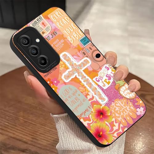Coque Samsung A15 5G croix chrétienne et fleurs en silicone premium - 6