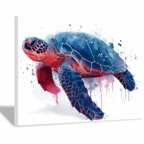 Toile tortue de mer rouge CUDAOO 70x100cm encadrée pour salon