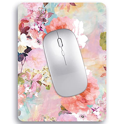 Image of Small Mouse Pad 6 x 8 Inch, Audimi Mini Mouse Pad Thick for Laptop Wireless Mouse Home Office Travel, Portable & Washable (Flower)