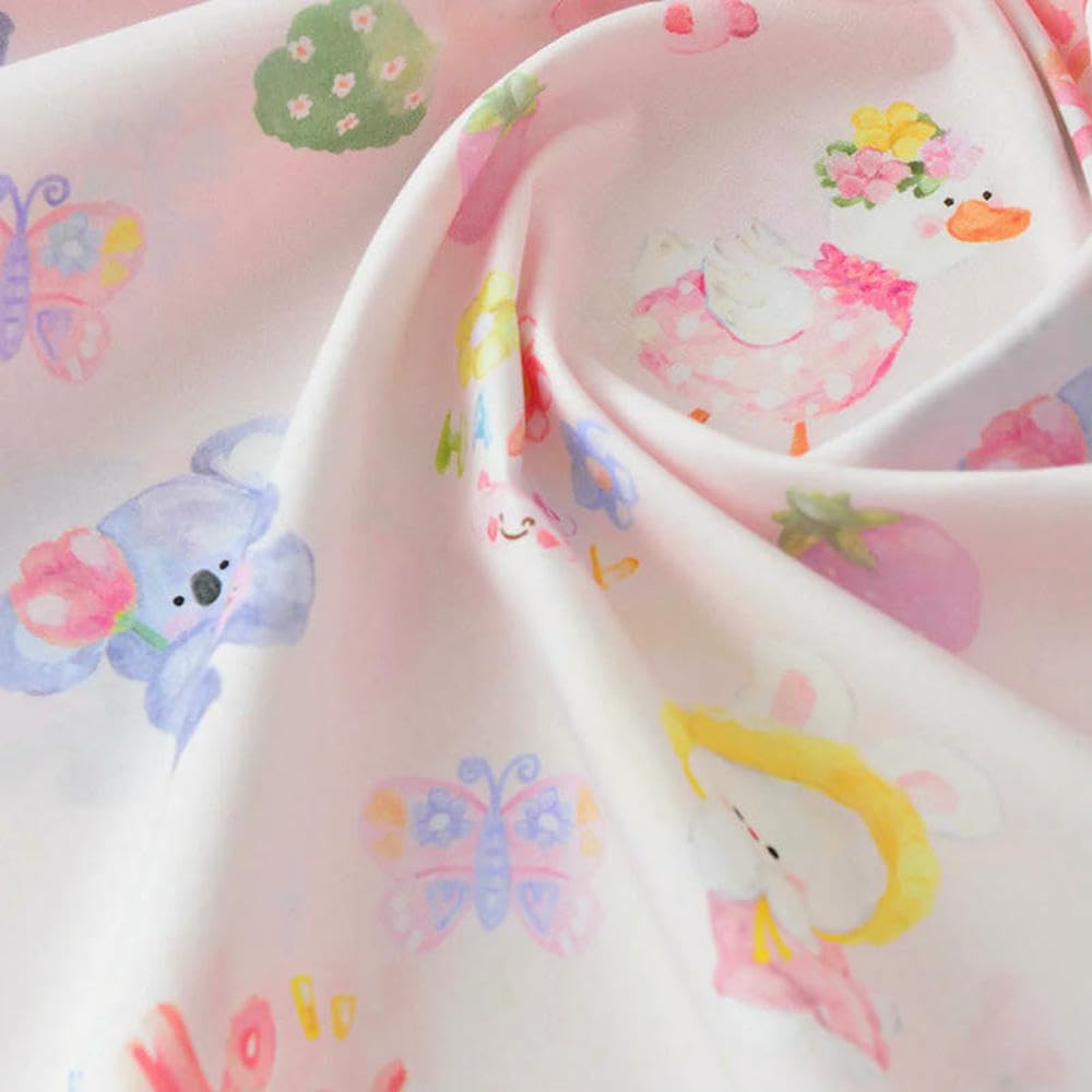 Tela de gasa estampada con animales dibujos animados algodón