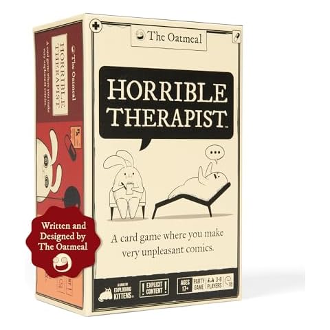 Exploding Kittens Horrible Therapist: Base Edition 3-8 Players - Ages 17+ - 15 Minutes to Play - Comic Building Game - Party Game, Family Game Night, Card Game Cover