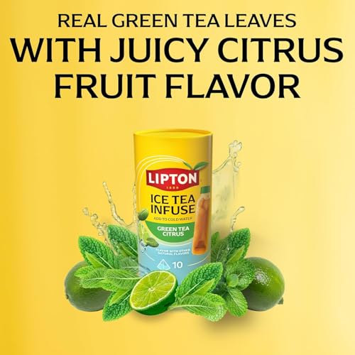Image of Lipton Ice Tea Infuse Green Tea Citrus Cold Brew Tea Bags for On-The-Go or At Home 10 Tea Bags (Pack of 3)
