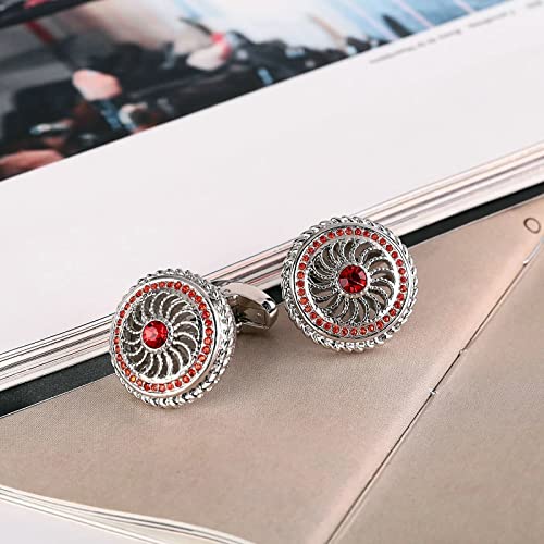 Mancuernillas de acero inoxidable grabadas redondas para hombre miniatura 3