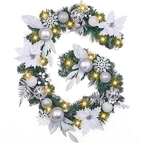 White Christmas Garland With Lights 2022 New Year Wiki
